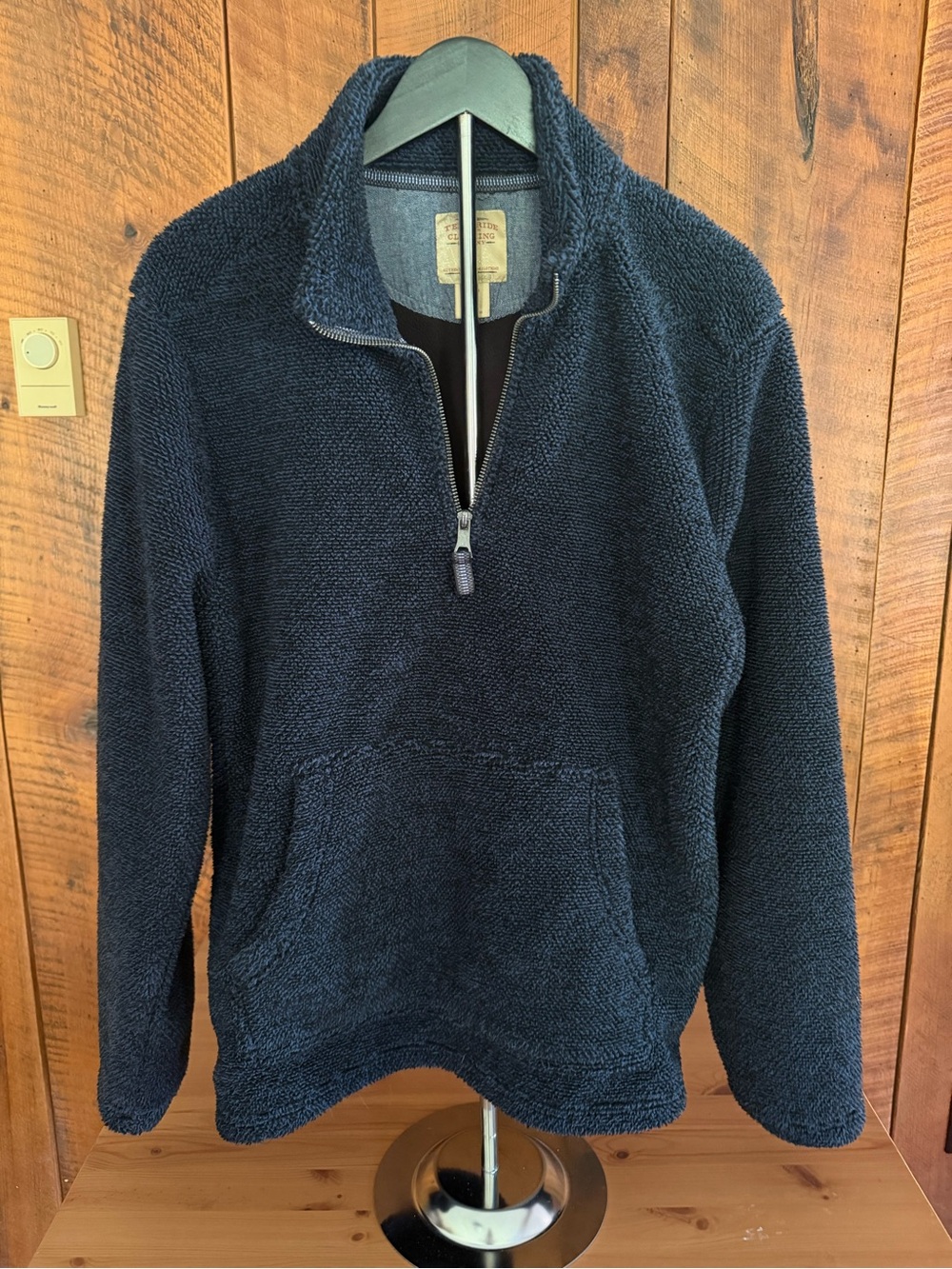 Telluride Deep Pile Sherpa Fleece Quarter Zip Pullover Navy Gorpcore Winter M